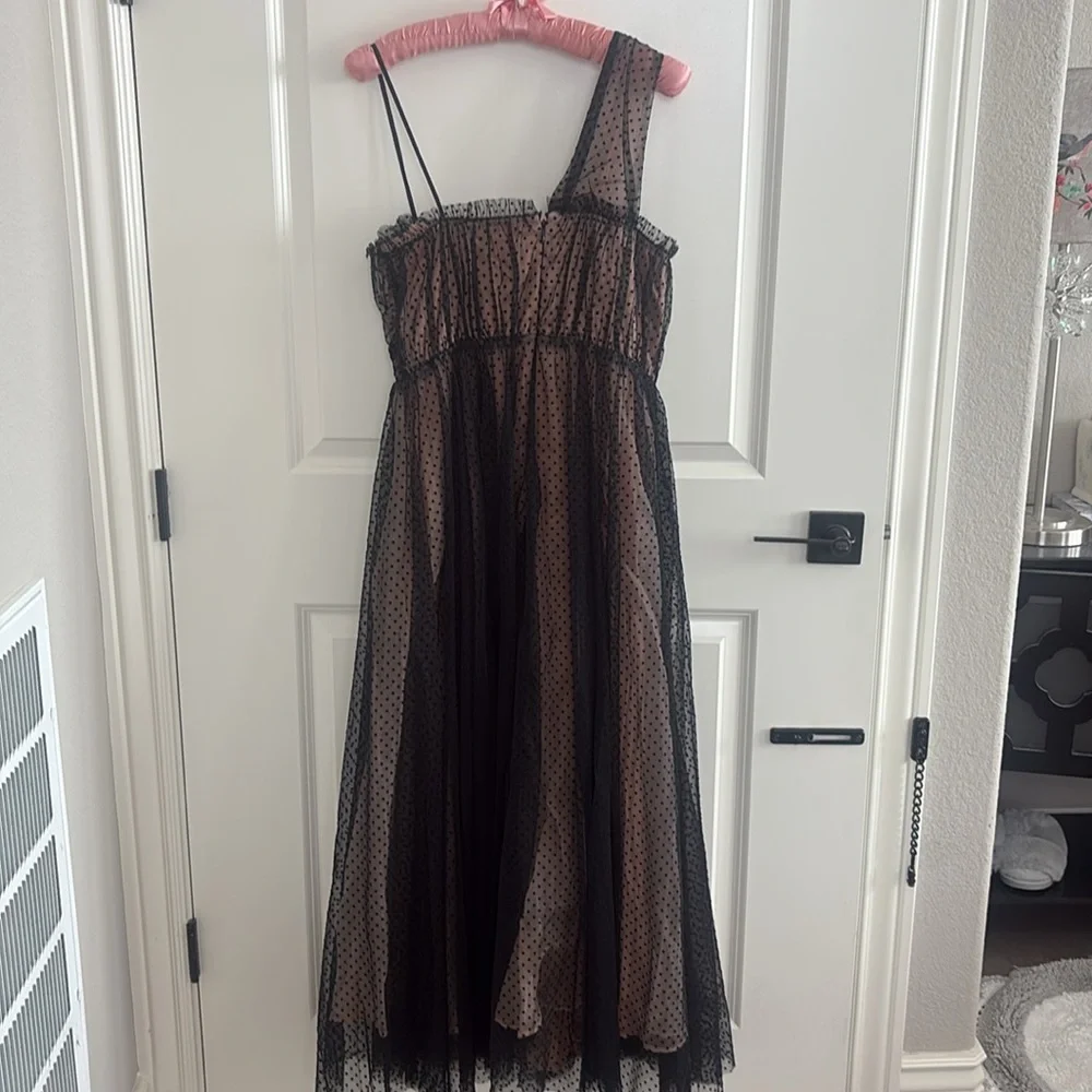 Anthropologie Black and Tan Polka Dot Dress
never worn. Runs big can fit size 6. - Picture 4 of 8